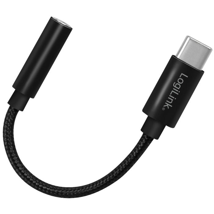 LogiLink - LOGILINK USB-C 3,5mm-ljudadapter m DAC 13cm nylonkabel