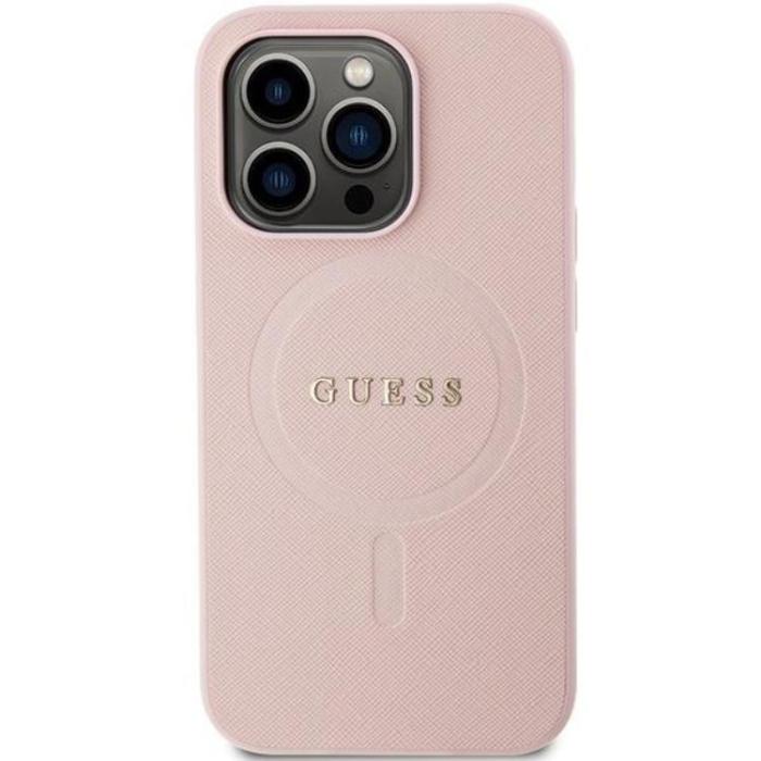 Guess - Guess iPhone 14 Pro Max Mobilskal Magsafe Saffiano - Rosa