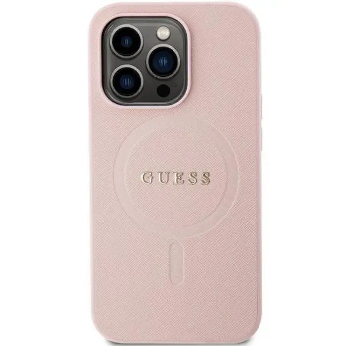 Guess - Guess iPhone 14 Pro Max Mobilskal Magsafe Saffiano - Rosa