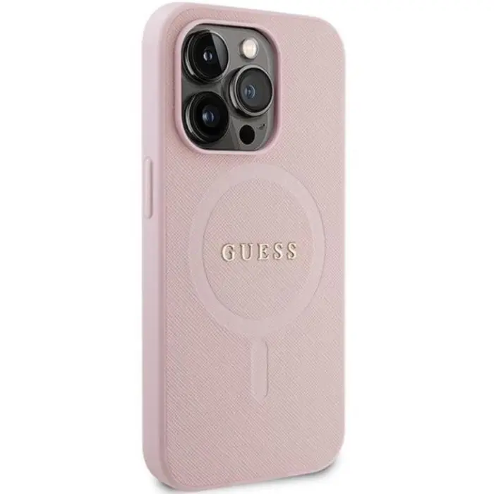 Guess - Guess iPhone 14 Pro Max Mobilskal Magsafe Saffiano - Rosa