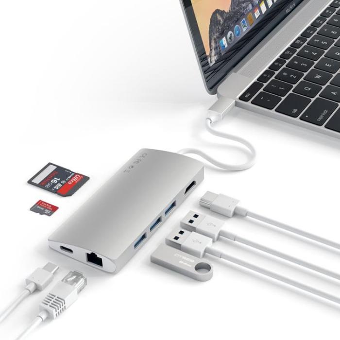 Satechi - Satechi USB-C Multi-Port Adapter 4K Gigabit Ethernet V2 - Silver