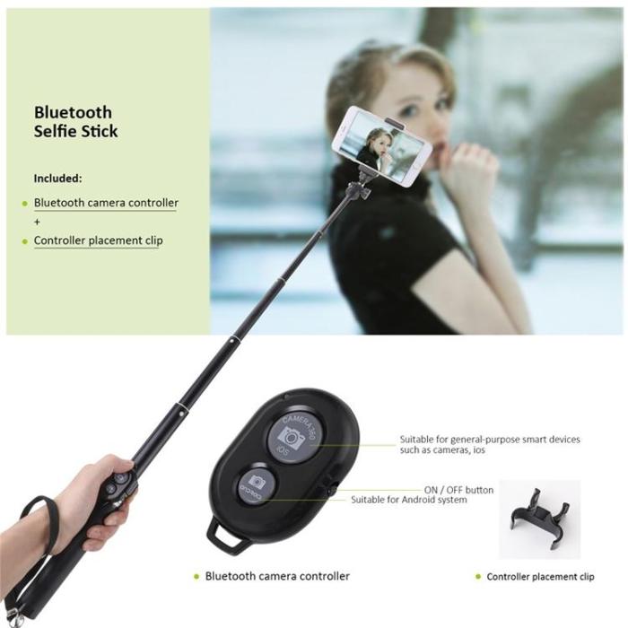 OEM - 5-delad Utdragbar Bluetooth-Selfiestick med Tripod H611 - Svart