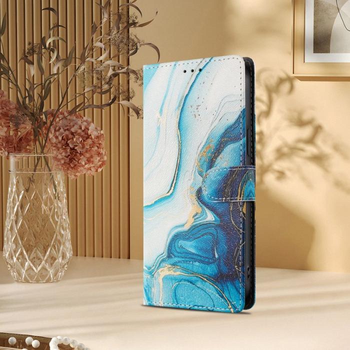 OEM - Samsung Galaxy S26 Ultra Fodral Konstläder Mönstertryck - Blå Marmor