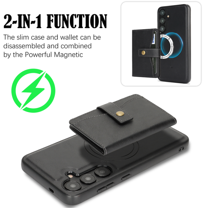 A-One Brand - Galaxy S25 Mobilskal MagSafe Detachable Korthållare Kickstand