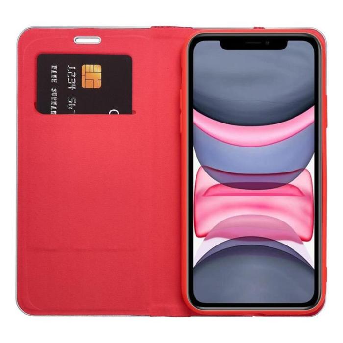OEM - iPhone 16 Pro Plånboksfodral Luna Carbon - Röd