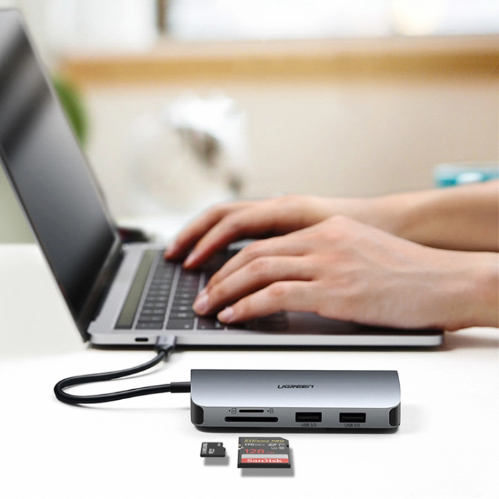 Ugreen - Ugreen 9in1 HUB USB-C Till USB-C, HDMI, VGA, RJ45, SD/TF Kortläsare, 3xUSB-A 3.0