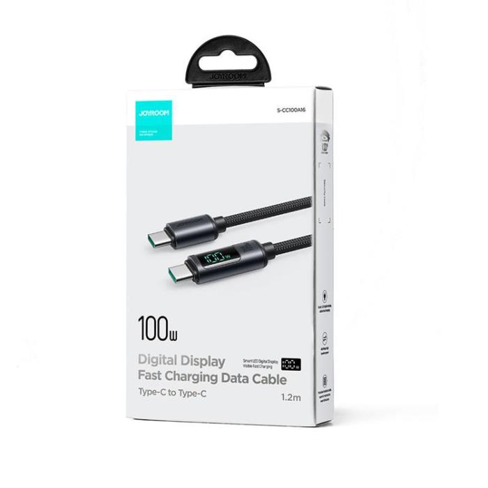 Joyroom - Joyroom USB-C till USB-C kabel 100W med LED display 1.2m