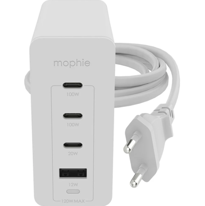 UTGATT1 - Mophie PD Väggladdare Hub 120W USB-A Till 2X USB-C - Vit