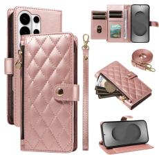 OEM - Rhombus Samsung Galaxy S26 Ultra Fodral &Auml;kta L&auml;der - Ros&eacute;guld