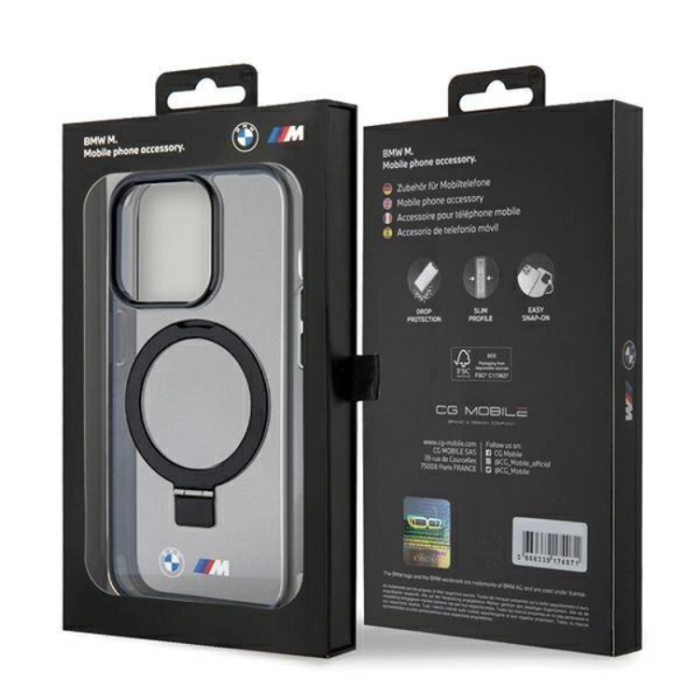 BMW - BMW iPhone 15 Pro Max Mobilskal Magsafe Ringställ M Collection - Svart