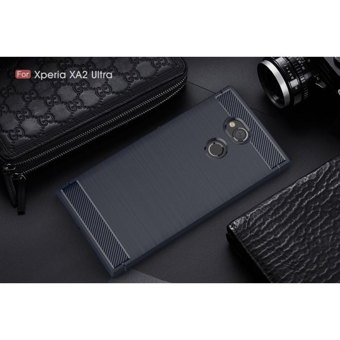 UTGATT1 - Carbon Brushed Mobilskal till Sony Xperia XA2 Ultra - Blå