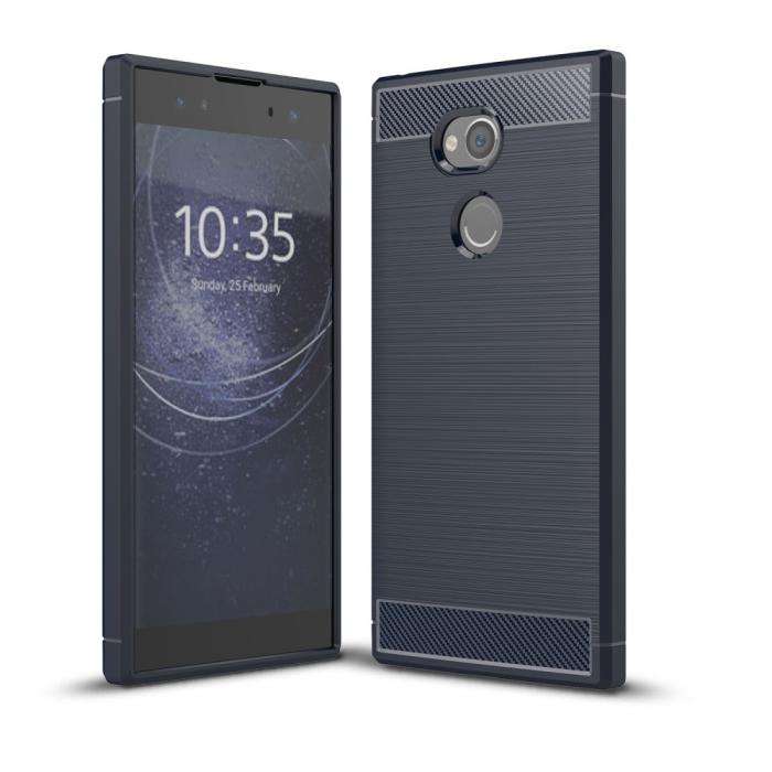 UTGATT1 - Carbon Brushed Mobilskal till Sony Xperia XA2 Ultra - Blå