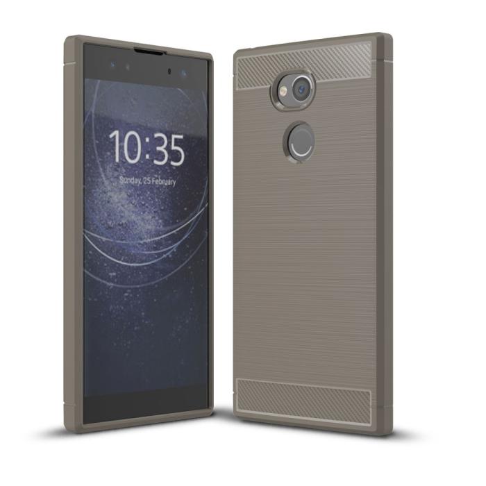 OEM - Carbon Brushed Mobilskal till Sony Xperia XA2 Ultra - Grå