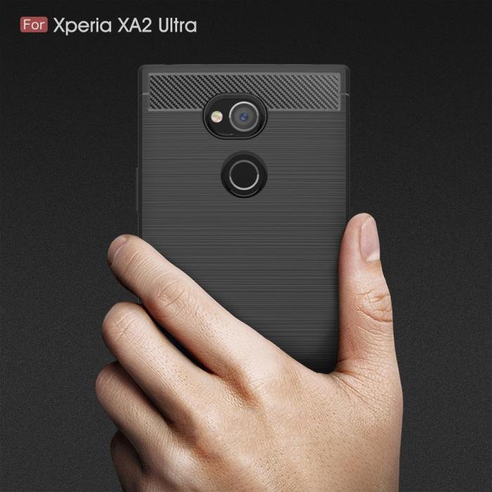 UTGATT1 - Carbon Brushed Mobilskal till Sony Xperia XA2 Ultra - Blå