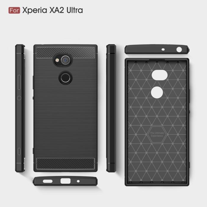 UTGATT1 - Carbon Brushed Mobilskal till Sony Xperia XA2 Ultra - Blå