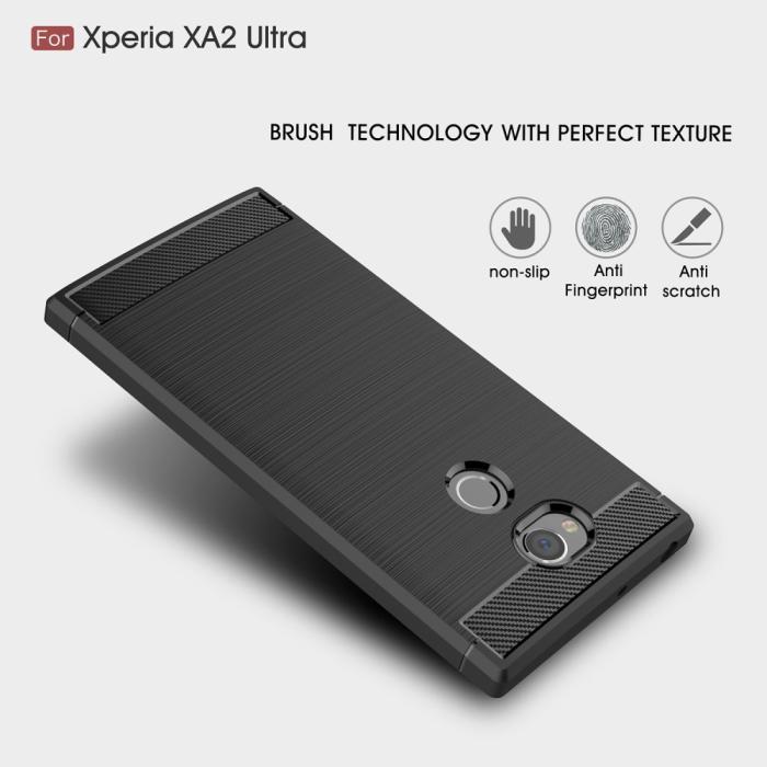 UTGATT1 - Carbon Brushed Mobilskal till Sony Xperia XA2 Ultra - Blå