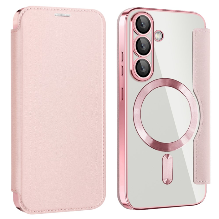 A-One Brand - Galaxy S25 Plånboksfodral MagSafe RFID Blocking - Rosa