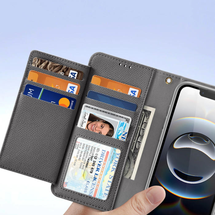 Dux Ducis - Dux Ducis iPhone 16e Plånboksfodral Lawa Läder - Grå
