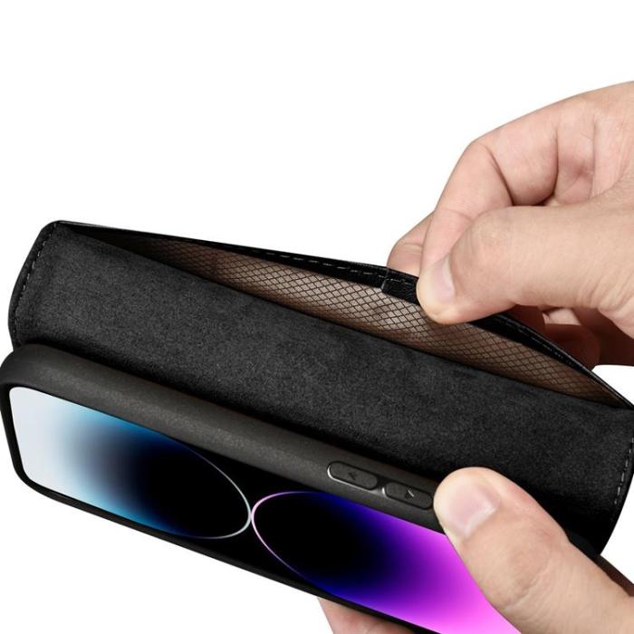 ICARER - iCarer iPhone 14 Pro Plånboksfodral 2in1 Äkta Läder - Svart