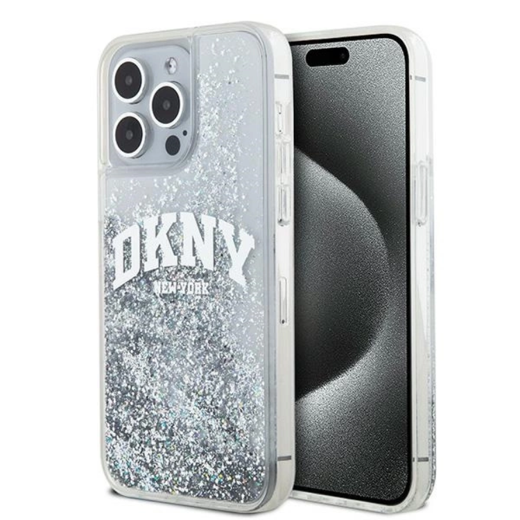DKNY iPhone 15 Pro Max Mobilskal Liquid Glitter Big Logo - Vit | 2353 | AlltMobil