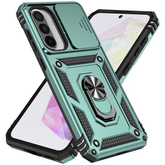 A-One Brand - Galaxy A36/A56 Mobilskal Kickstand PC + TPU - Svartgrön