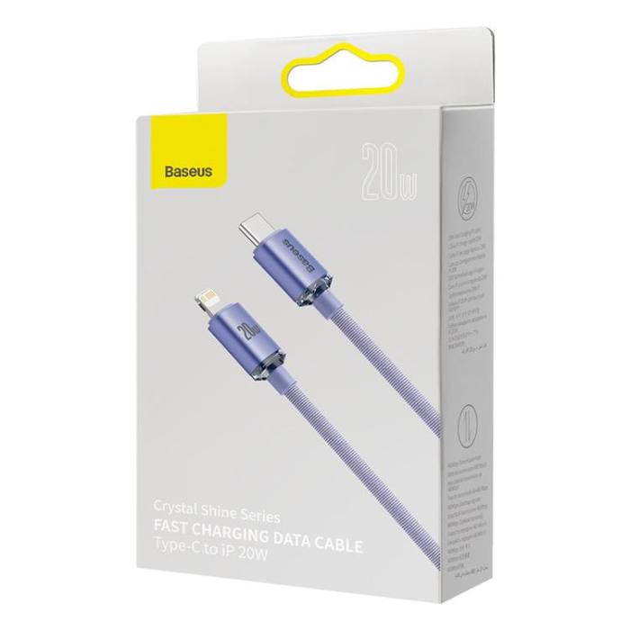 BASEUS - Baseus Crystal USB-C till Lightning kabel 20W 2m - Lila