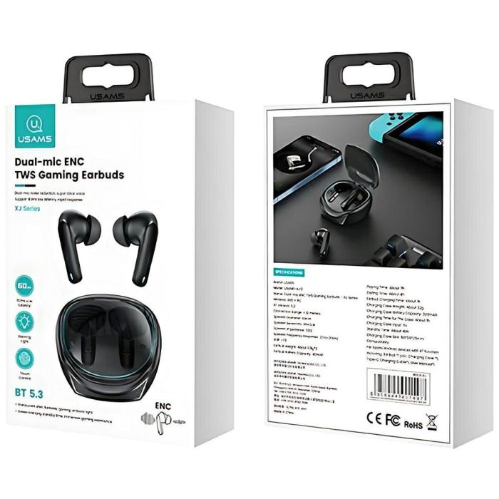 USAMS - USAMS XJ13 ENC Bluetooth Hörlurar 5.3 TWS - Svart