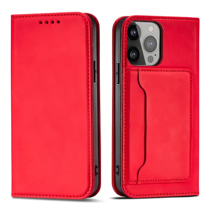 OEM - iPhone 13 Pro Max Plånboksfodral Magnet Stand - Röd