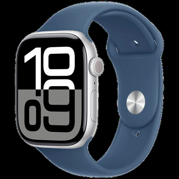(NY) Apple Watch Series 10 46mm (GPS) Silver (Rubber Band M/L) (Blå ) (Blå ) | 5122 | AlltMobil