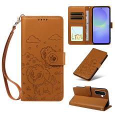 OEM - Samsung Galaxy A37 Pl&aring;nboksfodral Konstl&auml;der RFID Skydd - Brun