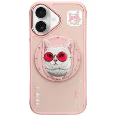 NIMMY - Nimmy iPhone 16 Mobilskal MagSafe Glasses Cool Cat - Rosa