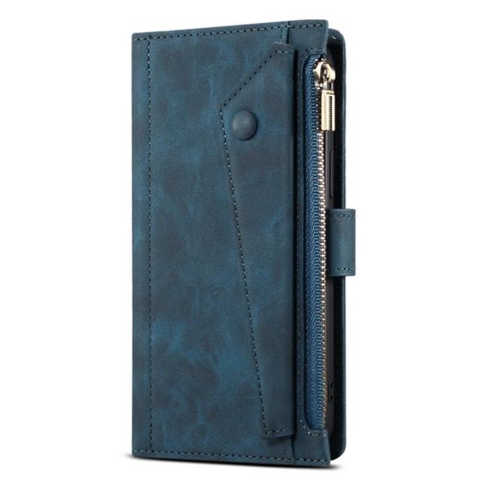 OEM - iPhone 14 Pro Max Plånboksfodral Flap Zipper Strap - Blå