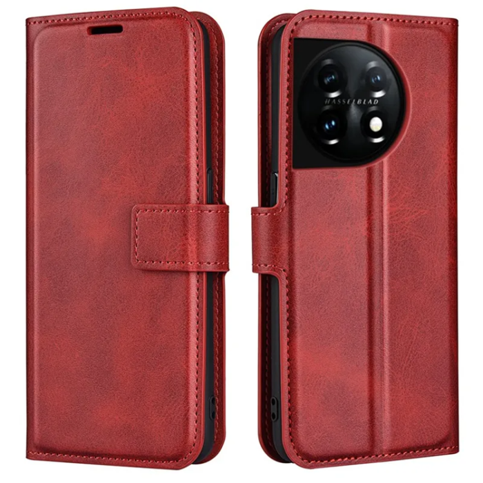 OEM - OnePlus 11 5G Plånboksfodral Calf Texture Flip - Röd