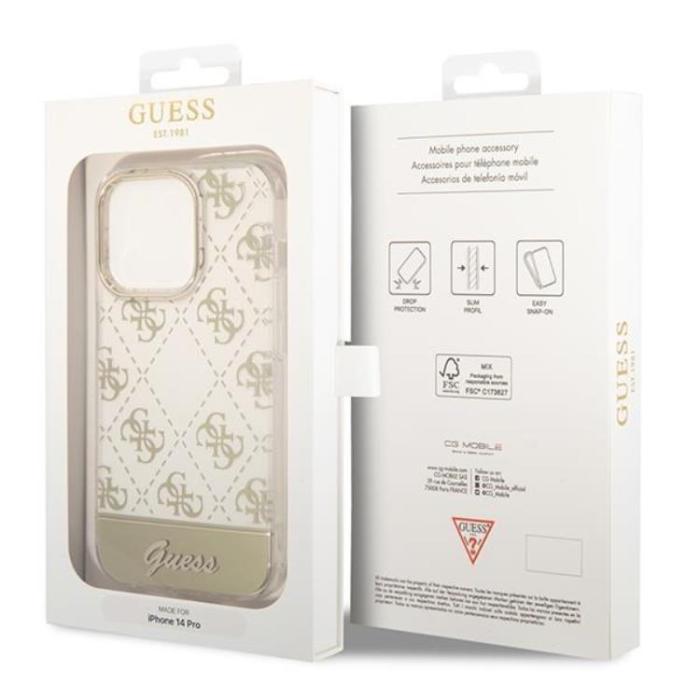 UTGATT1 - GUESS iPhone 14 Pro Max Skal 4G Pattern Script - Guld
