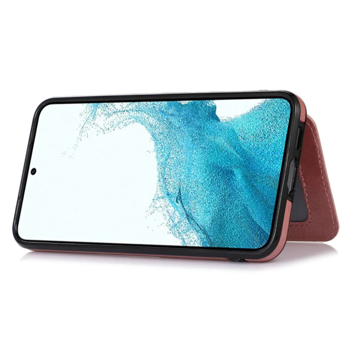 Taltech - Galaxy S23 Mobilskal Korthållare Kickstand Magnetiskt - Rosaguld