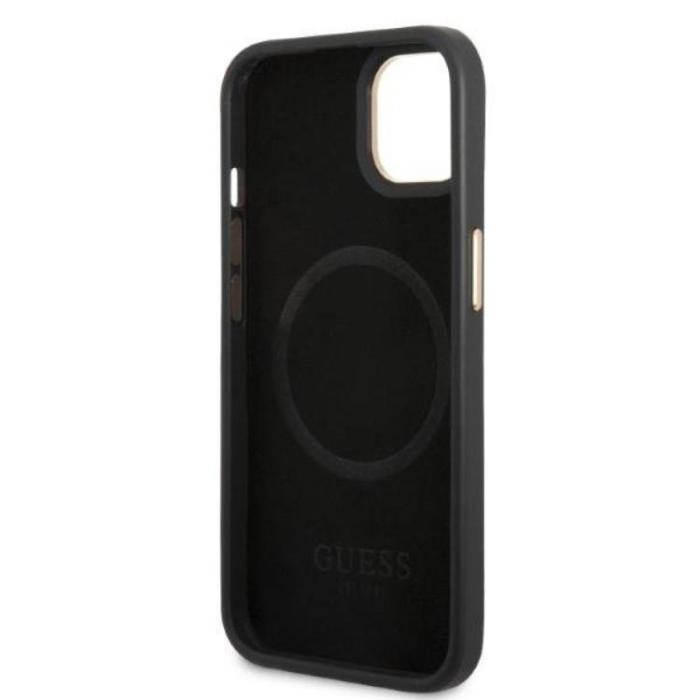 Guess - Guess iPhone 13 Mobilskal Magsafe Peony Logo Plate - Svart