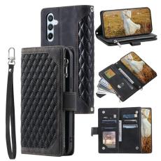 OEM - Samsung Galaxy S26 Pl&aring;nboksfodral Rhombus Stitching Line Konstl&auml;der - Svart