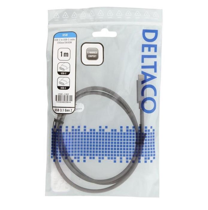UTGATT1 - Deltaco PD USB-C till USB-C Kabel 1m 60W - Grå