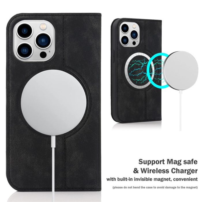 A-One Brand - iPhone 14 Pro Plånboksfodral Magsafe RFID - Svart