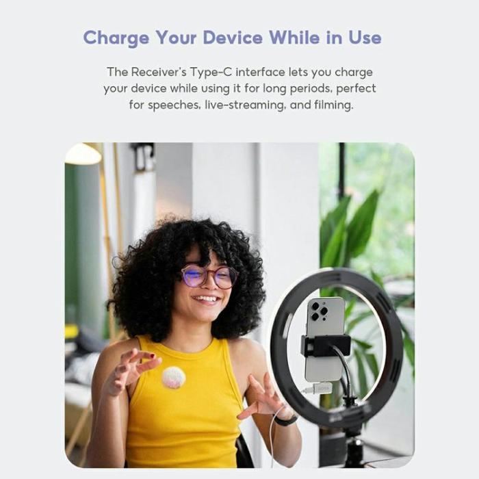 WAVLINK - WAVLINK Trådlös Lavaliermikrofon för iPhone 16-12 WS-WAJ606C1 - Svart