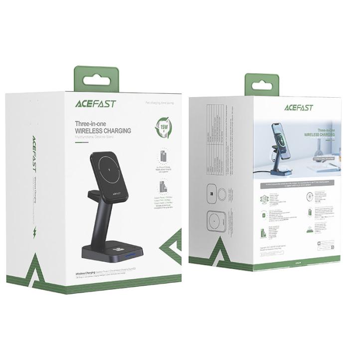 Acefast - Acefast 3-in-1 Trådlös Laddare MagSafe Qi iPhone, Apple Watch, AirPods