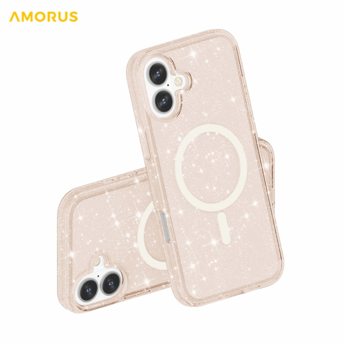 AMORUS - AMORUS Mobilskal till iPhone 17 Magsafe Glitter Powder PC + TPU - Guld
