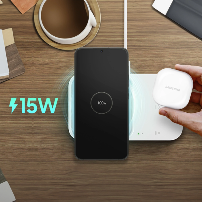 Samsung - Samsung 15W Trådlös Laddare + Väggladdare och Kabel - Vit