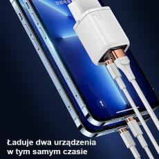 USAMS - USAMS V&auml;ggladdare 1xUSB-C+1xUSB T46 33W PD3.0 + QC3.0 (US-CC152) &ndash; Vit
