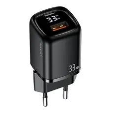 USAMS - USAMS V&auml;ggladdare 1xUSB-C+1xUSB T46 33W PD3.0 QC3.0 Svart