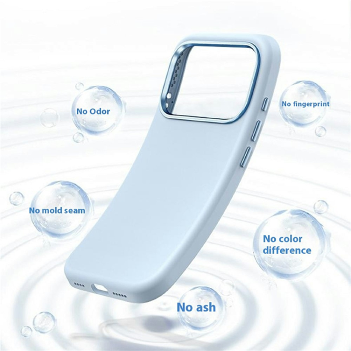 A-One Brand - iPhone 17 Pro Max Mobilskal med Metall Linsbåge Liquid Silikon - Vit