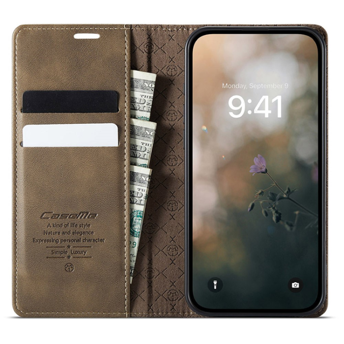 Caseme - Caseme iPhone 16e Plånboksfodral RFID Blocking - Coffee