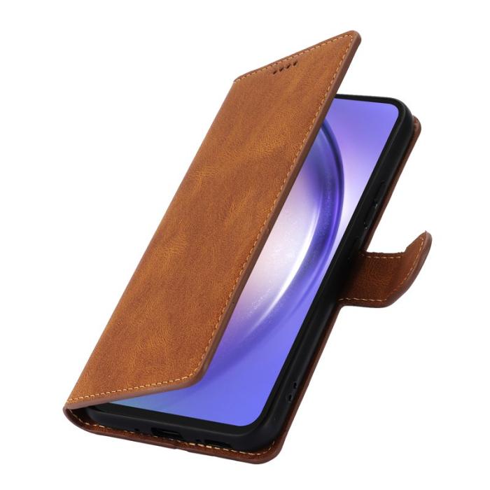 OEM - Fantasy Samsung Galaxy A35 5G Fodral Äkta Läder - Brun