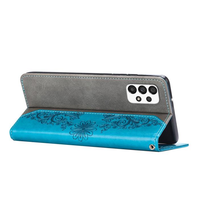 OEM - Butterfly Flower Imprinted Plånboksfodral Galaxy A33 5G - Blå