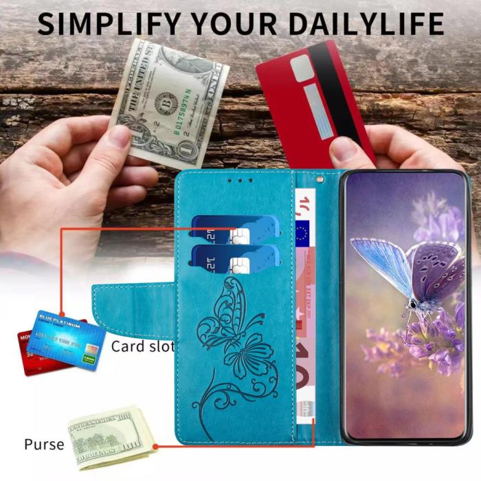 OEM - Butterfly Flower Imprinted Plånboksfodral Galaxy A33 5G - Blå